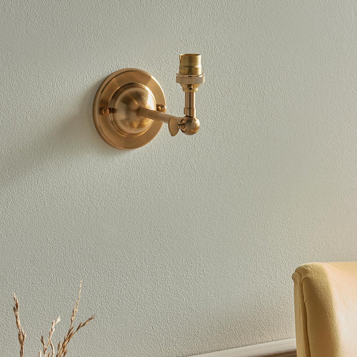 Dome Wing And Ripple 16cm Marlin Blue Shade Wall Light In Brushed Aged Brass
