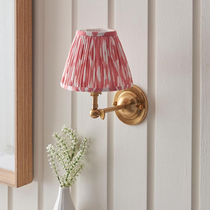 Dome Wing And Ikat 16cm Coral Pink Shade Wall Light In Brushed Aged Brass