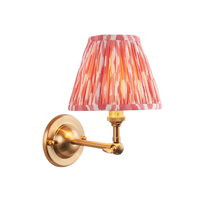 Dome Wing And Ikat 16cm Coral Pink Shade Wall Light In Brushed Aged Brass