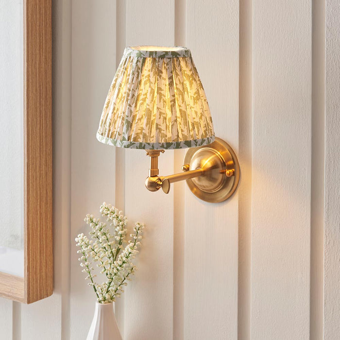 Dome Wing And Leaf 16cm Herb Garden Green Shade Wall Light In Brushed Aged Brass