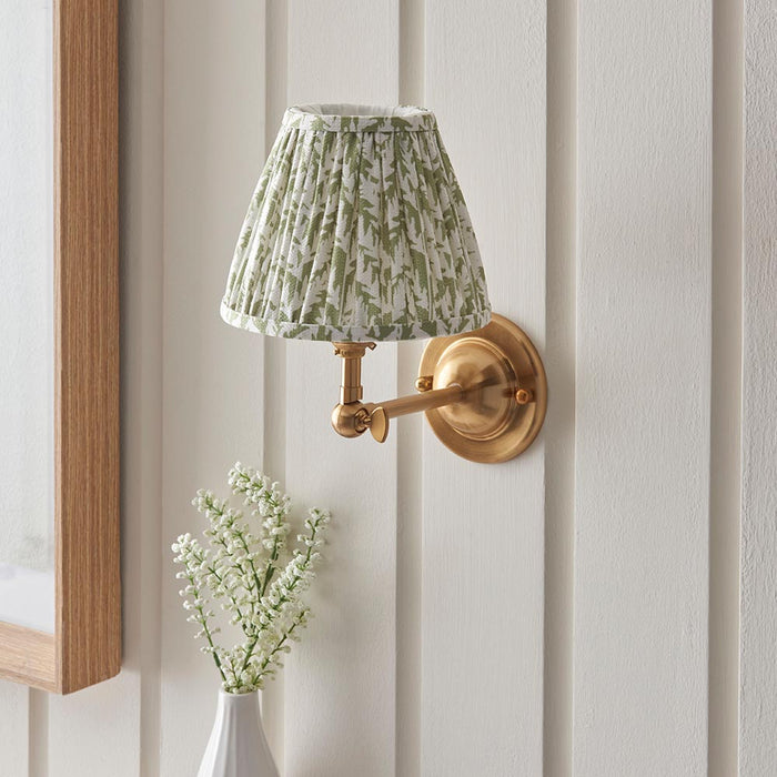 Dome Wing And Leaf 16cm Herb Garden Green Shade Wall Light In Brushed Aged Brass