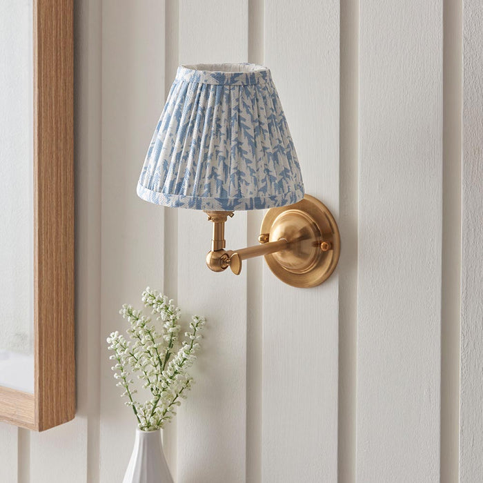 Dome Wing And Leaf 16cm Shell Bay Blue Shade Wall Light In Brushed Aged Brass