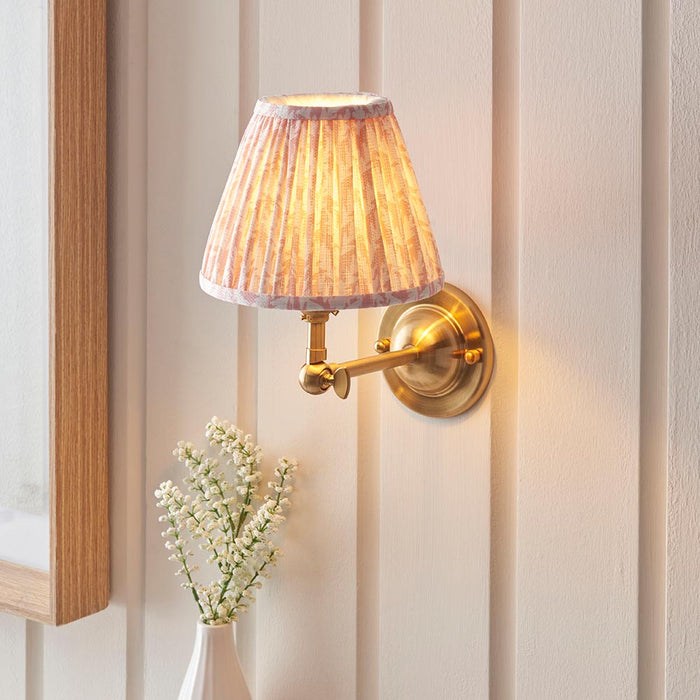 Dome Wing And Leaf 16cm Peachy Keen Shade Wall Light In Brushed Aged Brass