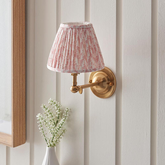 Dome Wing And Leaf 16cm Peachy Keen Shade Wall Light In Brushed Aged Brass
