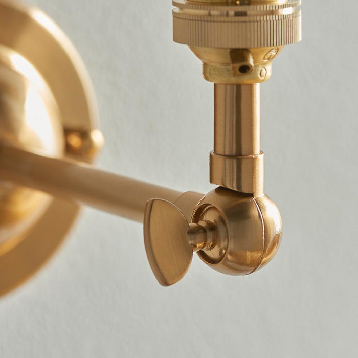 Dome Wing And Ripple 16cm Pearl Grey Shade Wall Light In Brushed Aged Brass