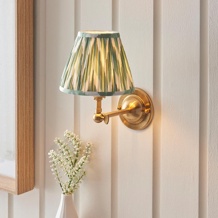 Dome Wing And Zigzag 16cm Cotswold Green Shade Wall Light In Brushed Aged Brass