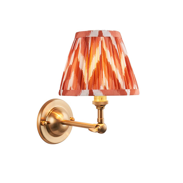 Dome Wing And Zigzag 16cm Apricot Orange Shade Wall Light In Brushed Aged Brass