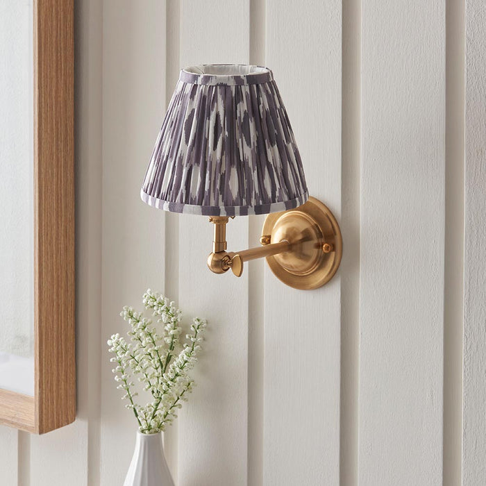 Dome Wing And Ikat 16cm Pearl Grey Shade Wall Light In Brushed Aged Brass