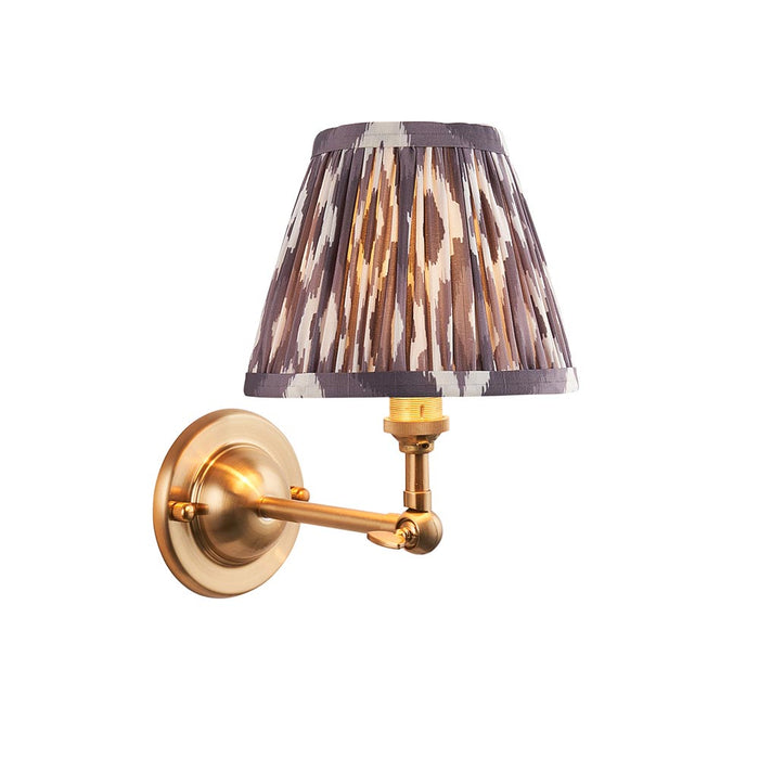 Dome Wing And Ikat 16cm Pearl Grey Shade Wall Light In Brushed Aged Brass