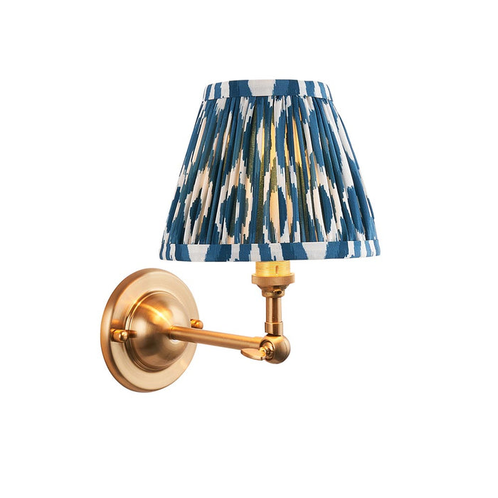 Dome Wing And Ikat 16cm Marlin Blue Shade Wall Light In Brushed Aged Brass