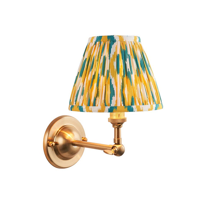 Dome Wing And Ikat 16cm Yellow And Jade Shade Wall Light In Brushed Aged Brass