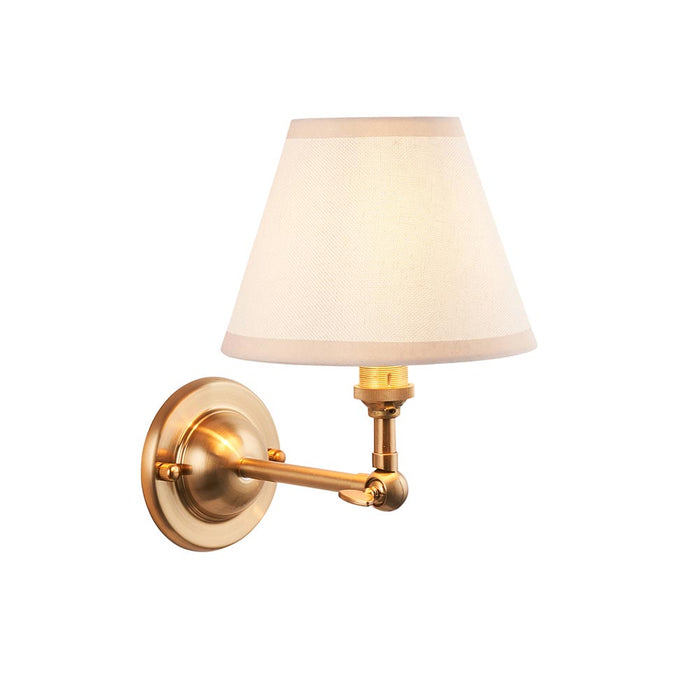 Dome Wing And Ivy 16cm Vintage White Shade Wall Light In Brushed Aged Brass