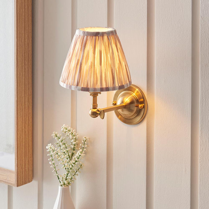 Dome Wing And Ikat 16cm Neutral Shade Wall Light In Brushed Aged Brass