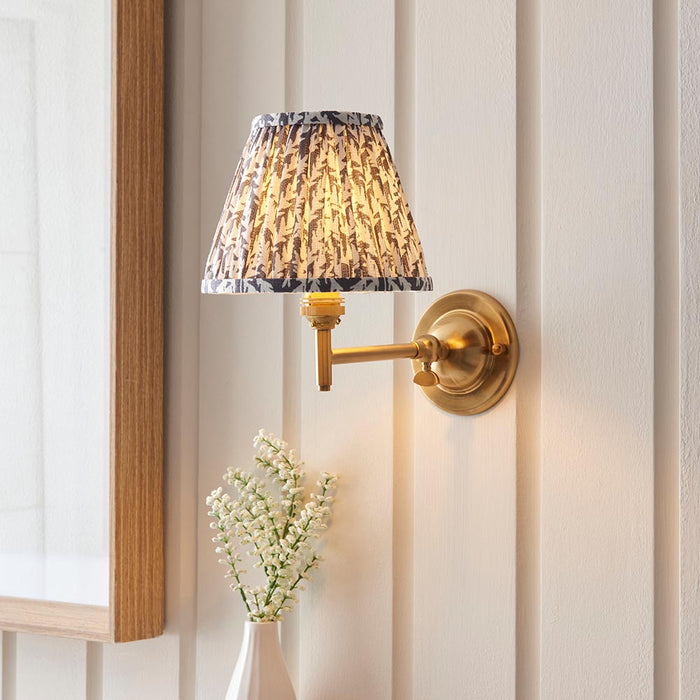 Dome Fold And Leaf 16cm Pearl Grey Shade Wall Light In Brushed Aged Brass