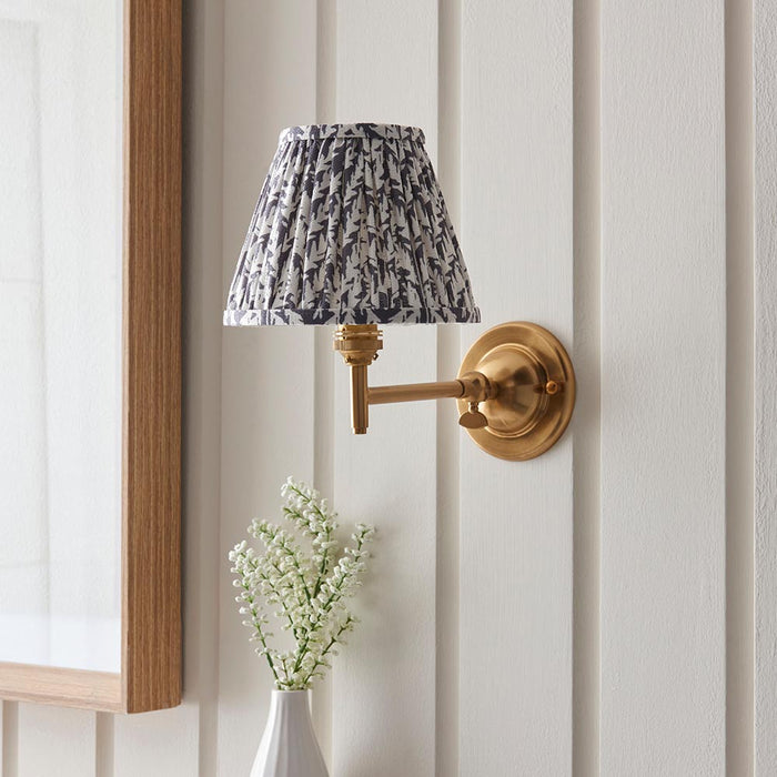 Dome Fold And Leaf 16cm Pearl Grey Shade Wall Light In Brushed Aged Brass