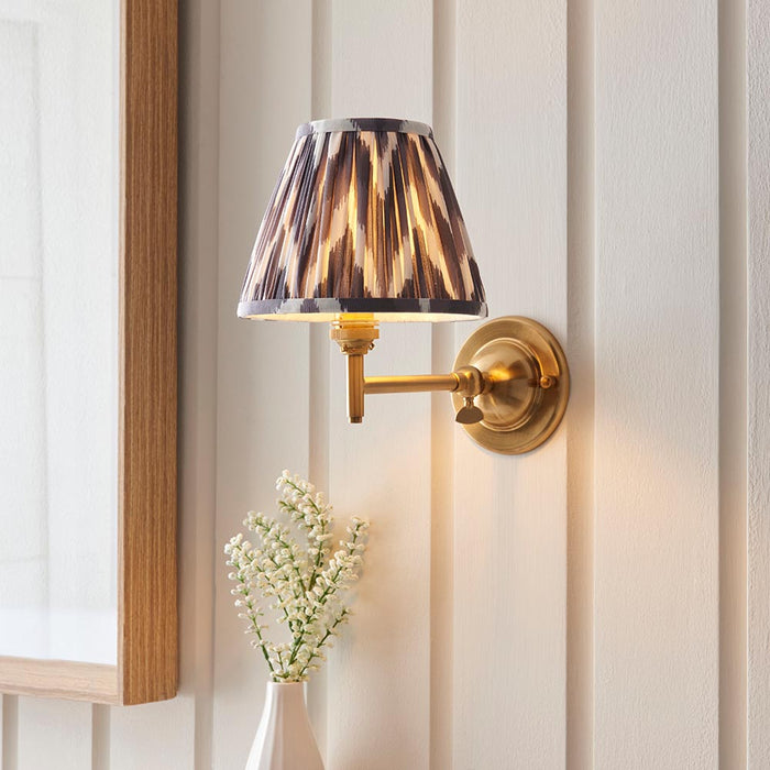 Dome Fold And Zigzag 16cm Pearl Grey Shade Wall Light In Brushed Aged Brass