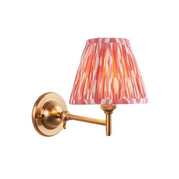 Dome Fold And Ikat 16cm Coral Pink Shade Wall Light In Brushed Aged Brass