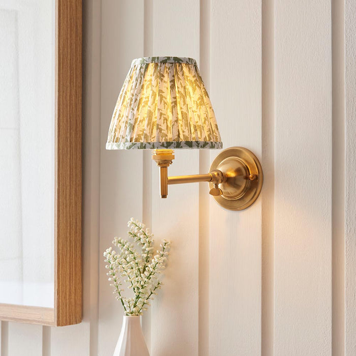 Dome Fold And Leaf 16cm Herb Garden Green Shade Wall Light In Brushed Aged Brass