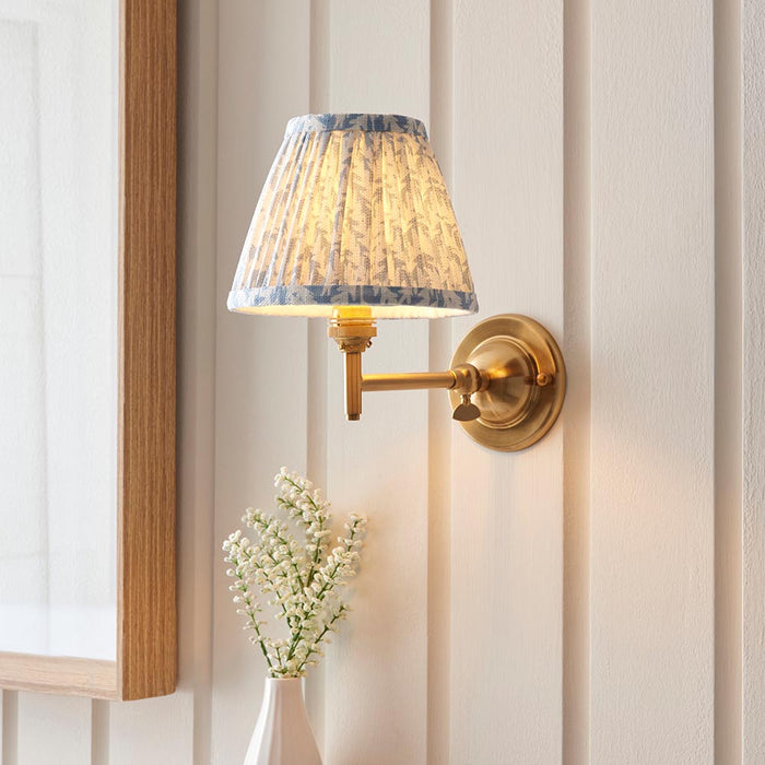 Dome Fold And Leaf 16cm Shell Bay Blue Shade Wall Light In Brushed Aged Brass