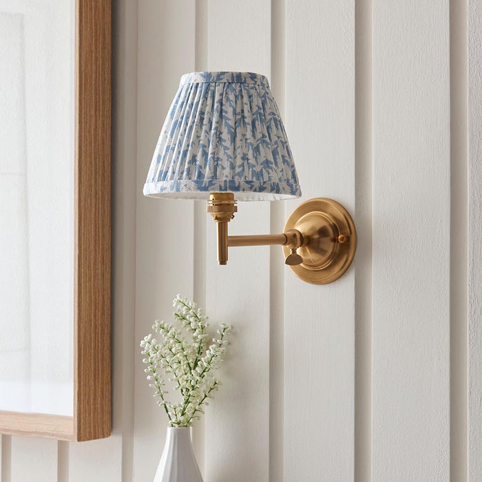 Dome Fold And Leaf 16cm Shell Bay Blue Shade Wall Light In Brushed Aged Brass