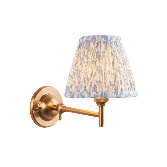 Dome Fold And Leaf 16cm Shell Bay Blue Shade Wall Light In Brushed Aged Brass