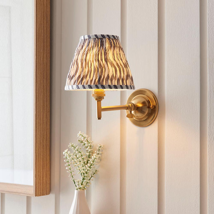 Dome Fold And Ripple 16cm Pearl Grey Shade Wall Light In Brushed Aged Brass