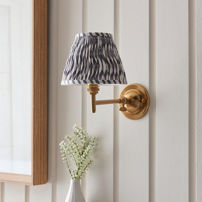 Dome Fold And Ripple 16cm Pearl Grey Shade Wall Light In Brushed Aged Brass