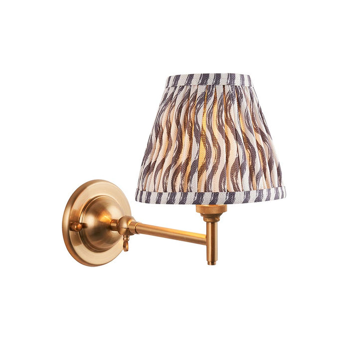 Dome Fold And Ripple 16cm Pearl Grey Shade Wall Light In Brushed Aged Brass