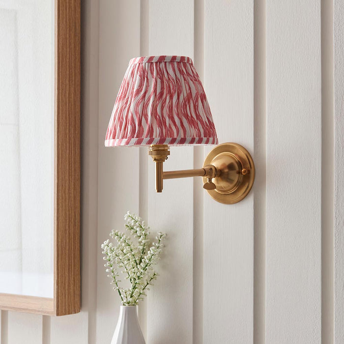 Dome Fold And Ripple 16cm Coral Pink Shade Wall Light In Brushed Aged Brass