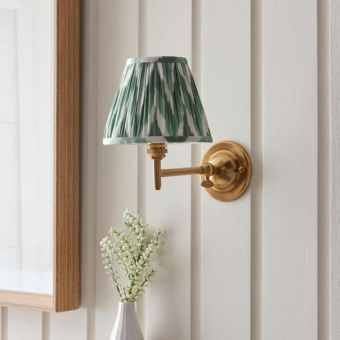Dome Fold And Zigzag 16cm Cotswold Green Shade Wall Light In Brushed Aged Brass