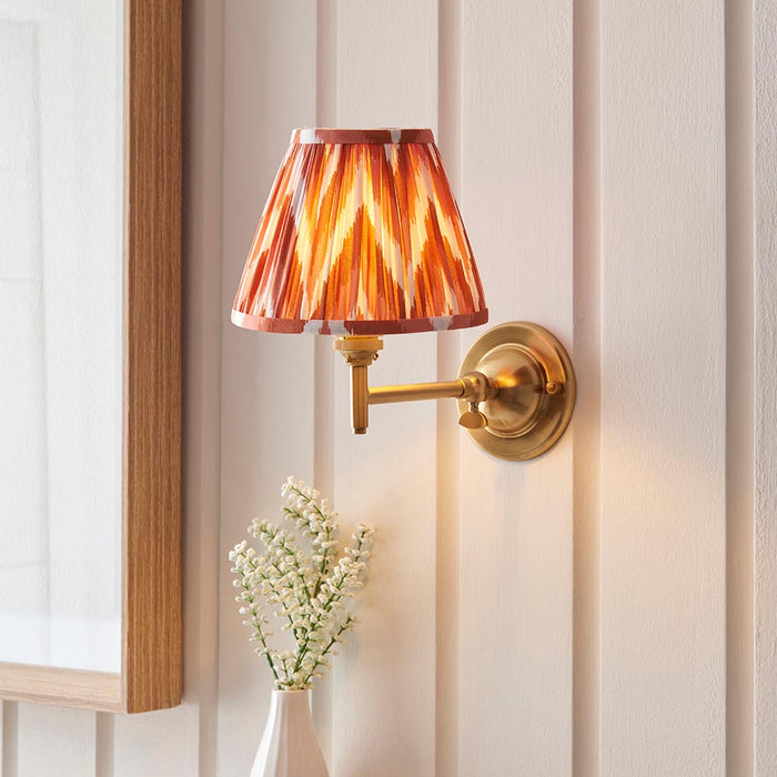 Dome Fold And Zigzag 16cm Apricot Orange Shade Wall Light In Brushed Aged Brass