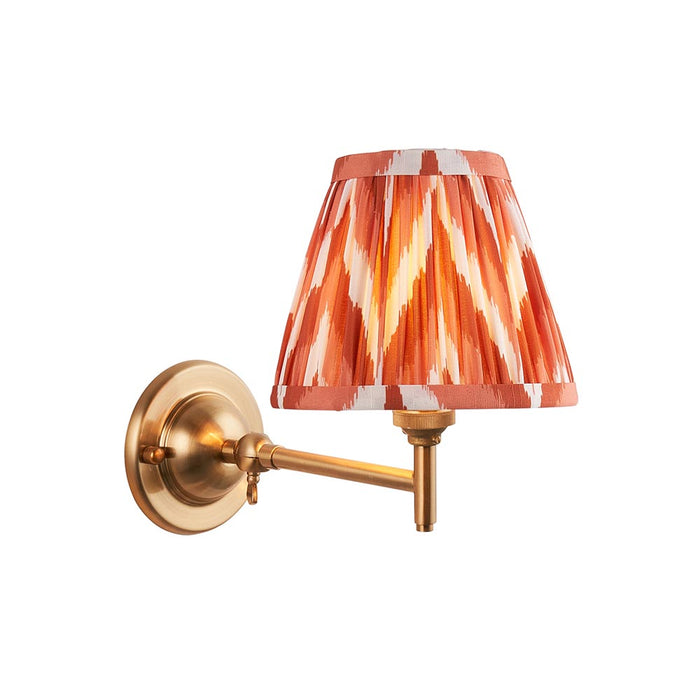 Dome Fold And Zigzag 16cm Apricot Orange Shade Wall Light In Brushed Aged Brass