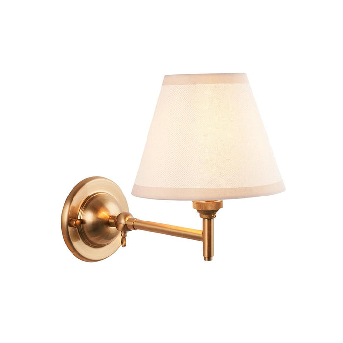 Dome Fold And Ivy 16cm Vintage White Shade Wall Light In Brushed Aged Brass