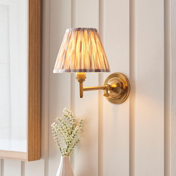 Dome Fold And Ikat 16cm Neutral Shade Wall Light In Brushed Aged Brass