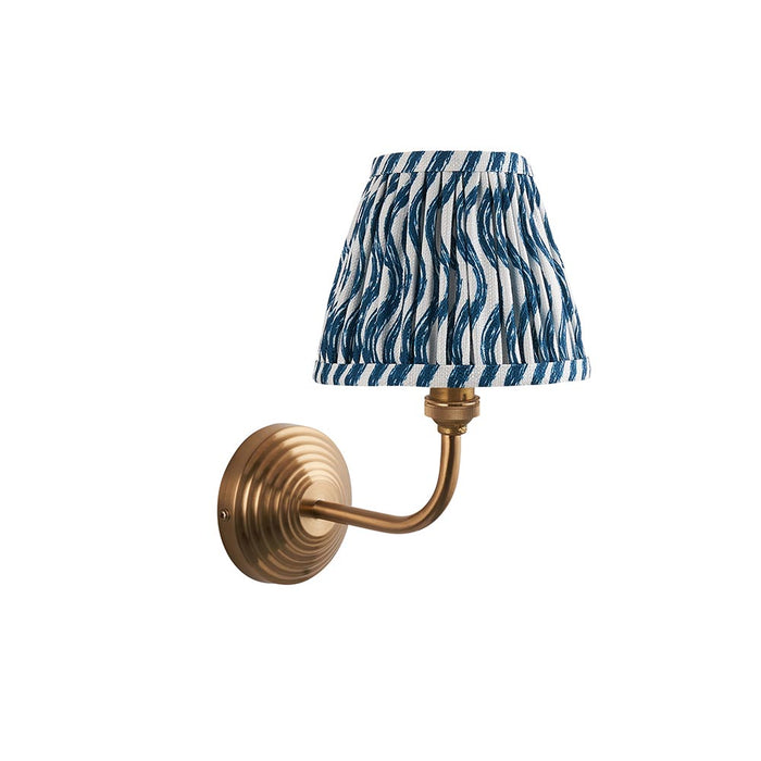 Obelisk Arc And Ripple 16cm Marlin Blue Shade Wall Light In Brushed Aged Brass