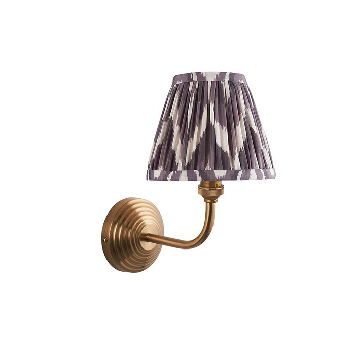 Obelisk Arc And Zigzag 16cm Pearl Grey Shade Wall Light In Brushed Aged Brass