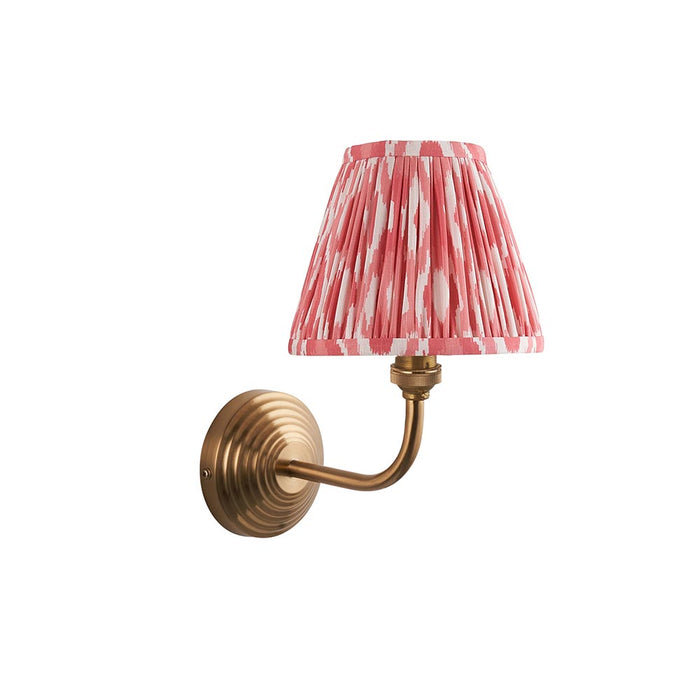 Obelisk Arc And Ikat 16cm Coral Pink Shade Wall Light In Brushed Aged Brass