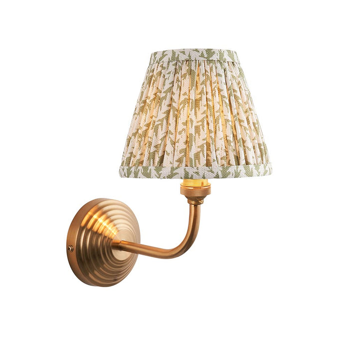 Obelisk Arc And Leaf 16cm Herb Garden Green Shade Wall Light In Brushed Aged Brass