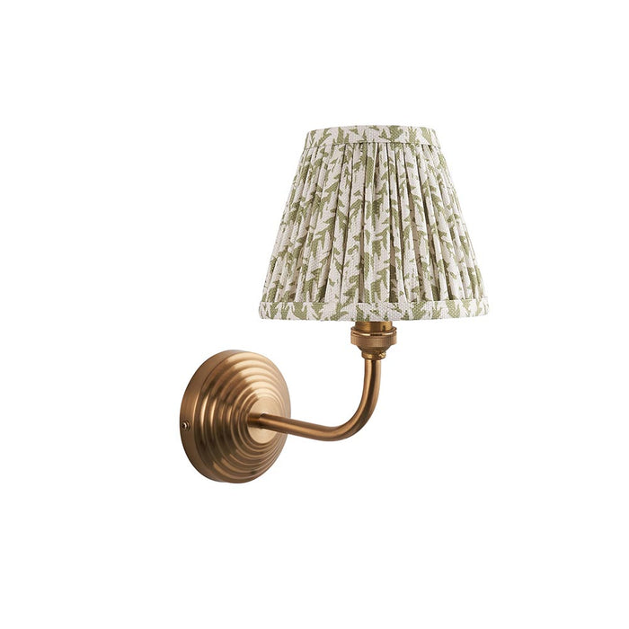 Obelisk Arc And Leaf 16cm Herb Garden Green Shade Wall Light In Brushed Aged Brass