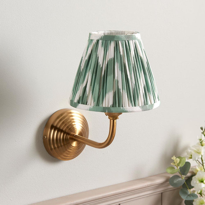 Obelisk Arc And Zigzag 16cm Cotswold Green Shade Wall Light In Brushed Aged Brass