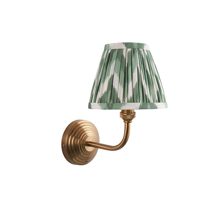 Obelisk Arc And Zigzag 16cm Cotswold Green Shade Wall Light In Brushed Aged Brass
