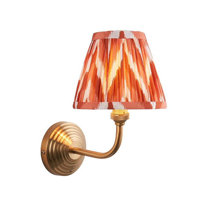 Obelisk Arc And Zigzag 16cm Apricot Orange Shade Wall Light In Brushed Aged Brass