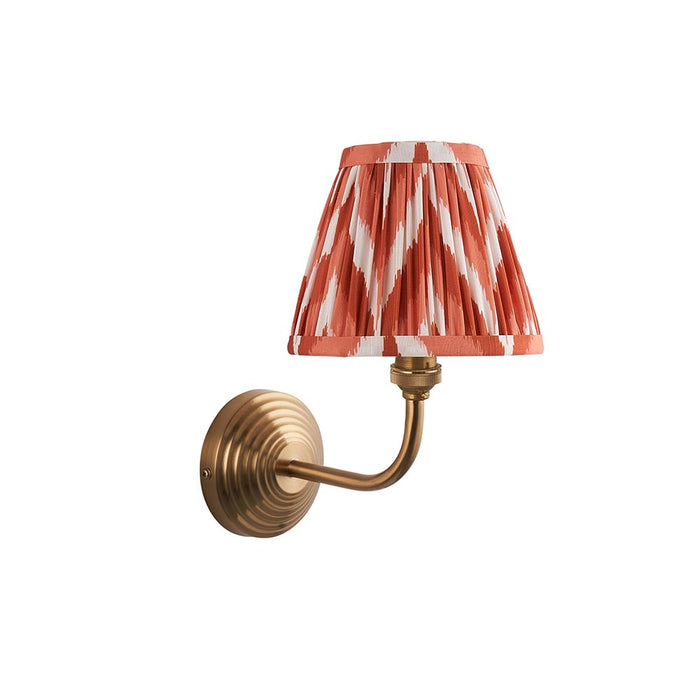 Obelisk Arc And Zigzag 16cm Apricot Orange Shade Wall Light In Brushed Aged Brass