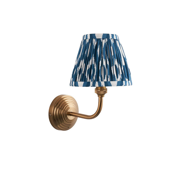 Obelisk Arc And Ikat 16cm Marlin Blue Shade Wall Light In Brushed Aged Brass