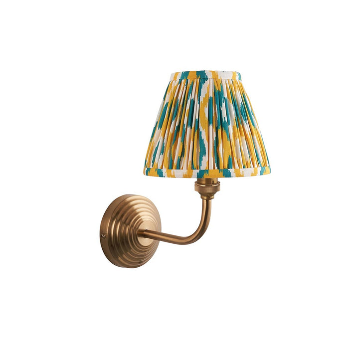 Obelisk Arc And Ikat 16cm Yellow And Jade Shade Wall Light In Brushed Aged Brass