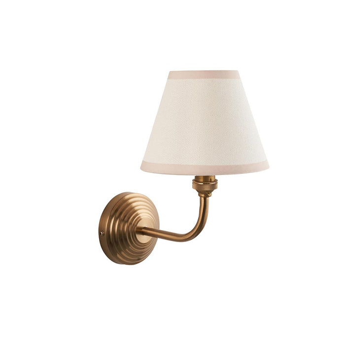Obelisk Arc And Ivy 16cm Vintage White Shade Wall Light In Brushed Aged Brass