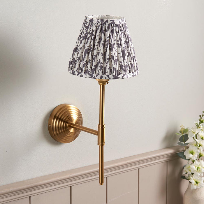 Obelisk T Bar And Leaf 16cm Pearl Grey Shade Wall Light In Brushed Aged Brass