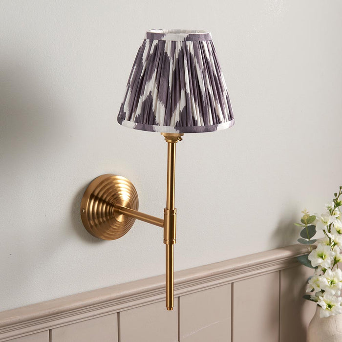 Obelisk T Bar And Zigzag 16cm Pearl Grey Shade Wall Light In Brushed Aged Brass