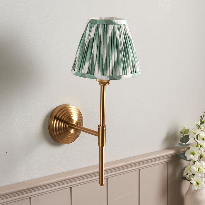 Obelisk T Bar And Zigzag 16cm Cotswold Green Shade Wall Light In Brushed Aged Brass