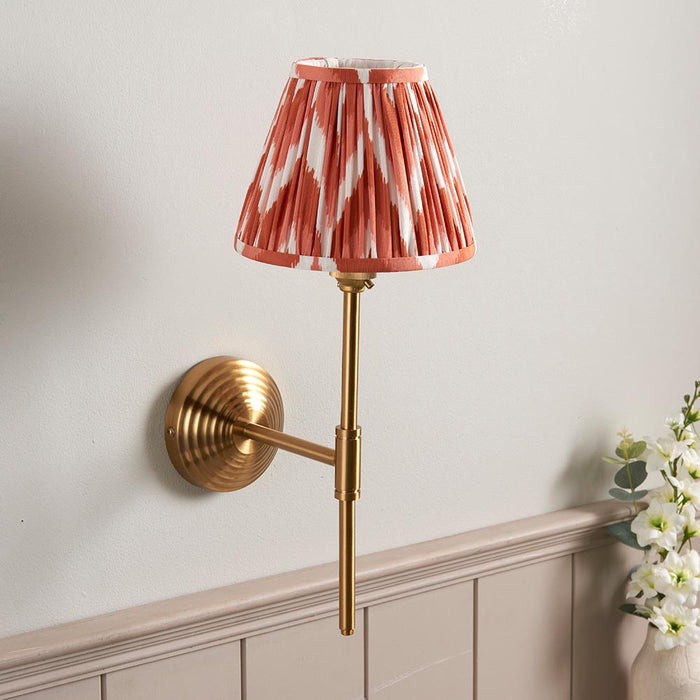 Obelisk T Bar And Zigzag 16cm Apricot Orange Shade Wall Light In Brushed Aged Brass
